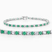 5.77 Carat Genuine Emerald and White Topaz .925 Sterling Silver Bracelet