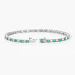 5.77 Carat Genuine Emerald and White Topaz .925 Sterling Silver Bracelet