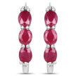 1.81 Carat Genuine Ruby and White Diamond .925 Sterling Silver Earrings