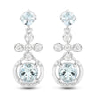 4.42 Carat Genuine Aquamarine and White Zircon .925 Sterling Silver Earrings