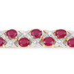16.51 Carat Glass Filled Ruby and White Diamond .925 Sterling Silver Bracelet