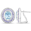 6.30 Carat Genuine Blue Topaz and Tanzanite .925 Sterling Silver Earrings