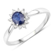 0.44 Carat Genuine Blue Sapphire and White Diamond 14K White Gold Ring