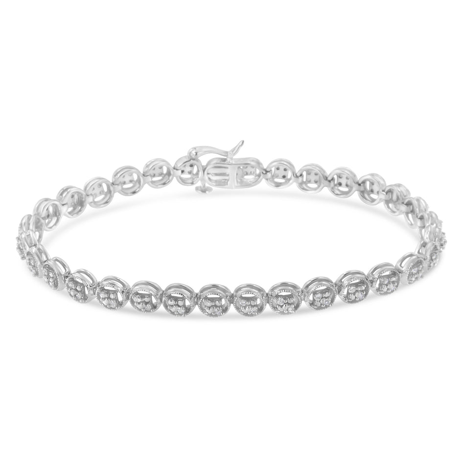 14K Rose Gold Over .925 Sterling Silver 1/4 Cttw Diamond 7
