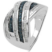 1.02 Carat Genuine Blue Diamond & White Diamond .925 Sterling Silver Ring