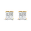 10K Yellow Gold 2.0 Cttw Invisible-Set Princess-Cut Diamond Stud Earrings