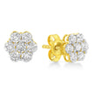 14K Yellow Gold 1/2 Cttw Brilliant Round Cut Diamond Floral Cluster Stud Earrings with Pushbacks (J-K Color, VS2-SI1 Clarity)
