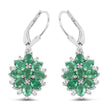 3.04 Carat Genuine Zambian Emerald and White Zircon .925 Sterling Silver Earrings