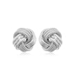 14k White Gold Love Knot with Ridge Texture Earrings