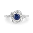 0.73 Carat Genuine Blue Sapphire and White Diamond 14K White Gold Ring