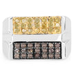 0.63 Carat Genuine Champagne Diamond and Yellow Diamond .925 Sterling Silver Ring