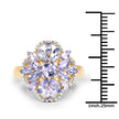 14K Yellow Gold Plated 2.01 Carat Genuine Tanzanite & White Topaz .925 Sterling Silver Ring