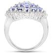 4.72 Carat Genuine Tanzanite and White Topaz .925 Sterling Silver Ring