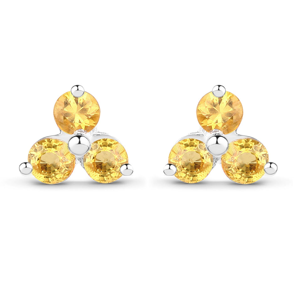 0.72 Carat Genuine Yellow Sapphire .925 Sterling Silver Earrings