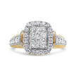 14K Yellow and White Gold 1.00 Cttw Princess and Round Cut Emerald Shaped Halo Diamond Cluster Ring (SI1-SI2 Clarity, H-I Color) - Size 7
