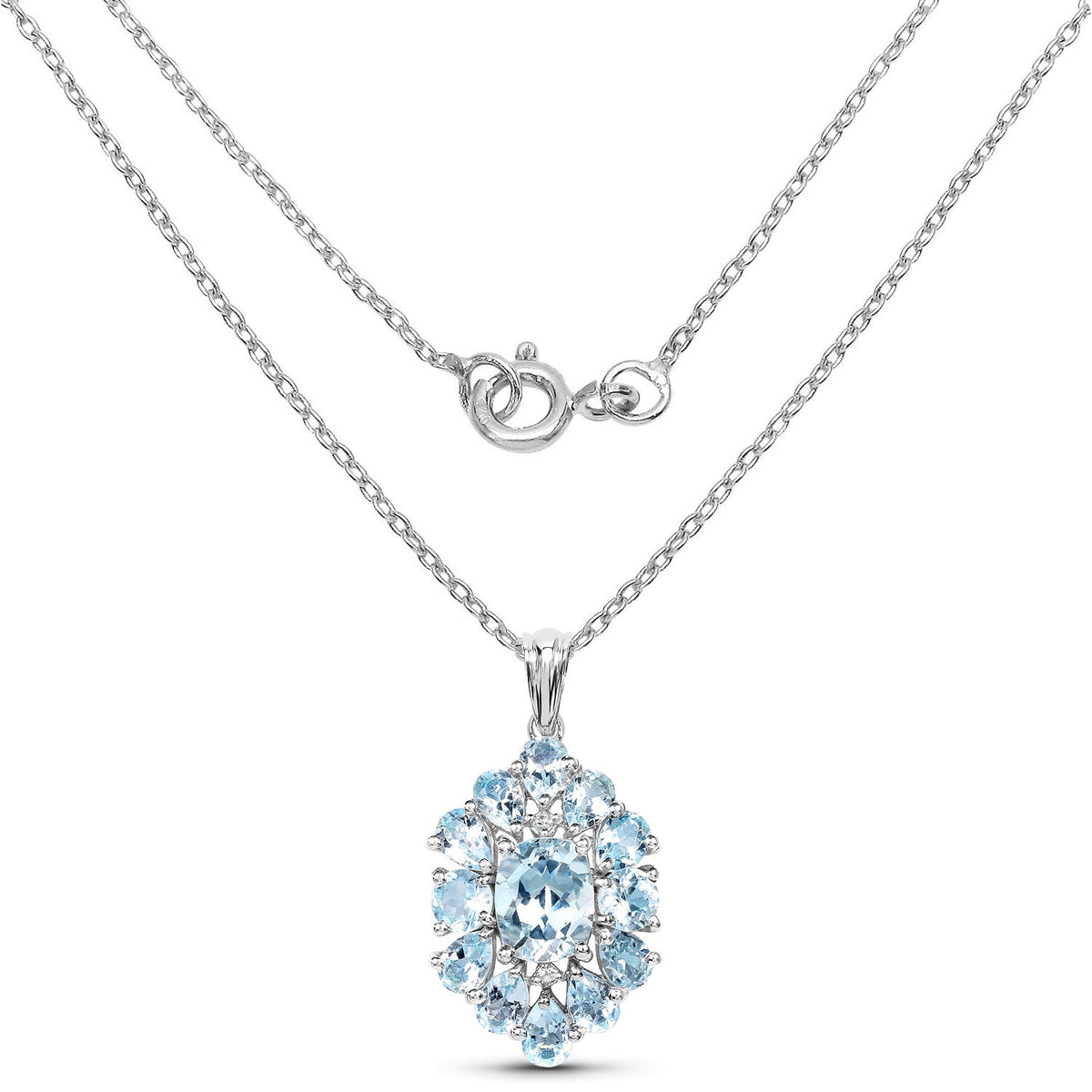 10.06 Carat Genuine Blue Topaz .925 Sterling Silver Pendant