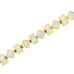 14K Yellow Gold 7.50 Cttw Princess and Baguette Diamond Geometric Link Bracelet