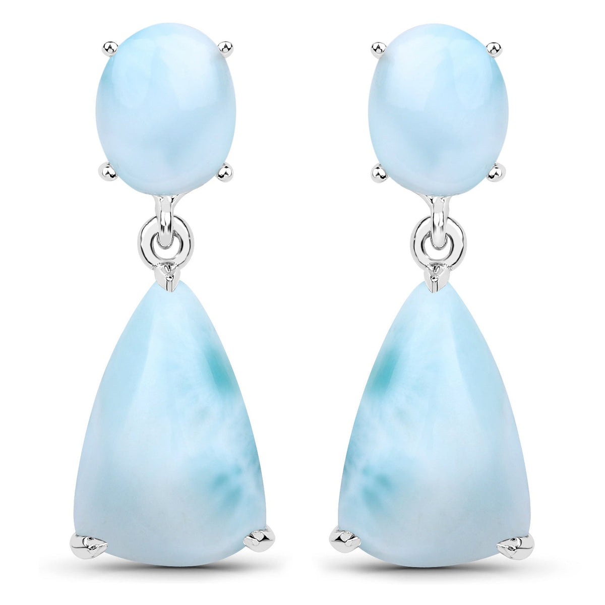 11.54 Carat Genuine Larimar .925 Sterling Silver Earrings