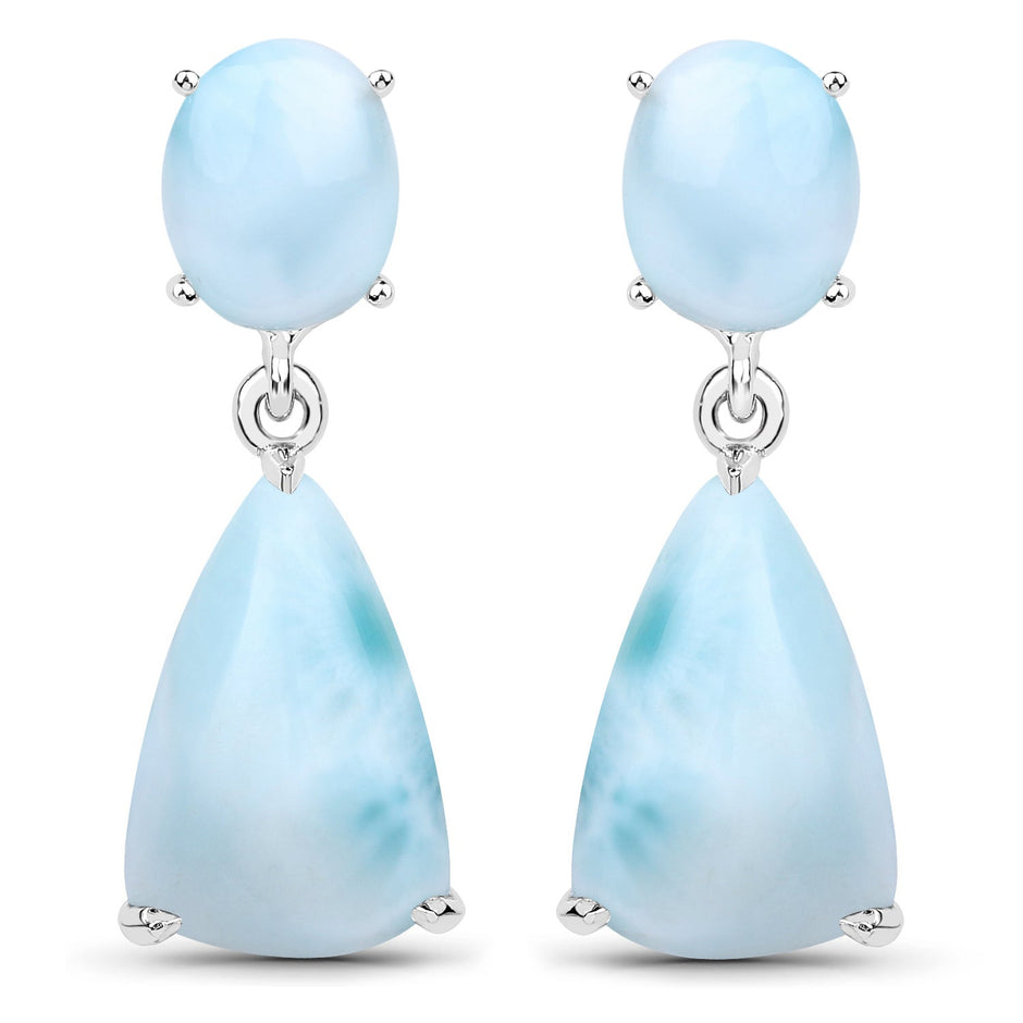 11.54 Carat Genuine Larimar .925 Sterling Silver Earrings