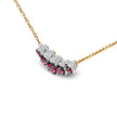 18K Rose Gold 3/4 Cttw Pave Diamonds and Graduated Red Ruby Gemstone Curved Bar Choker Necklace (G-H Color, SI1-SI2 Clarity) - Adjustable up to 14