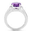 3.32 Carat Genuine  Amethyst and White Topaz .925 Sterling Silver Ring