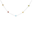 14K White Gold Bezel Set Mixed Gemstone 7 Station Adjustable 18