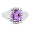 2.13 Carat Genuine  Amethyst and White Topaz .925 Sterling Silver Ring