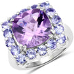 6.63 Carat Genuine Amethyst and Tanzanite .925 Sterling Silver Ring