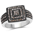0.42 Carat Genuine Champagne Diamond .925 Sterling Silver Ring