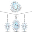 19.18 Carat Genuine Blue Topaz .925 Sterling Silver 3 Piece Jewelry Set (Ring, Earrings, and Pendant w/ Chain)