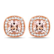 1.68 Carat Genuine Morganite and White Diamond 14K Rose Gold Earrings