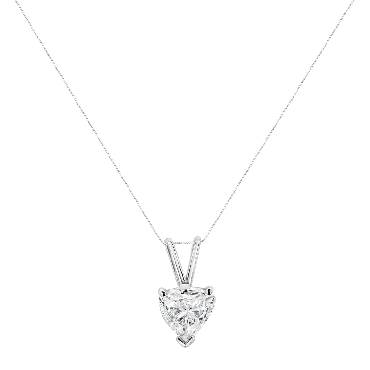 14K White Gold 1/5 Cttw 3-Prong Set Heart Shaped Solitaire Lab Grown Diamond 18