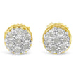 10K Yellow Gold over .925 Sterling Silver 1/7 Cttw Rose-Cut Miracle-Set Diamond Floral Cluster Button Stud Earrings (I-J Color, I3 Clarity)