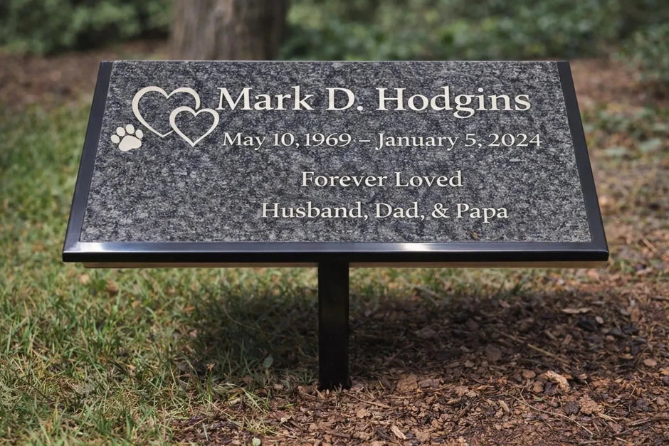 Black Granite Engraved Plaque – Custom Memorial, Recognition & Property Marker with Stand - Memorial Stone - Custom Crafting Alliance, LLC