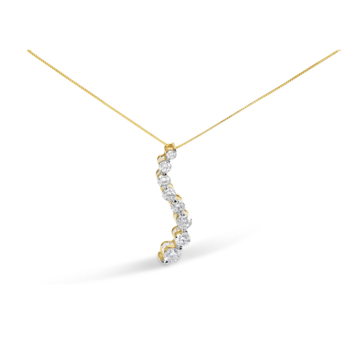 AGS Certified 14k Yellow Gold 3.0 Cttw Baguette and Brilliant Round-Cut Diamond Journey 18