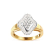 10K Yellow Gold 1/2 Cttw Round And Baguette-cut Diamond Rhombus Head and Halo Ring (I-J Color, I1-I2 Clarity) - Ring Size 7