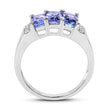 1.63 Carat Genuine Tanzanite & White Diamond .925 Sterling Silver Ring