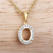 0.22 Carat Genuine White Diamond 14K Yellow Gold Semi Mount Pendant - holds 9x7mm Oval Gemstone