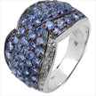 2.50 Carat Genuine Tanzanite & White Topaz .925 Sterling Silver Ring