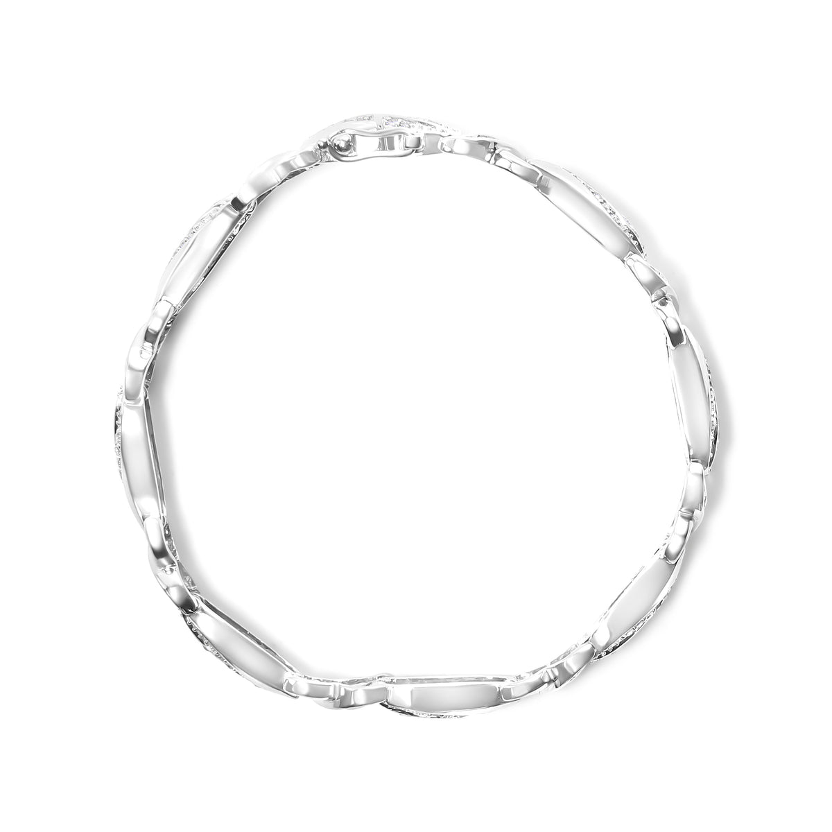 .925 Sterling Silver 1 3/4 Cttw Diamond Wave and X Link Tennis Bracelet (I-J Color, I3 Clarity) - 7