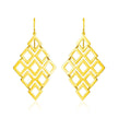 14k Yellow Gold Earrings with Polished Open Diamond Motifs