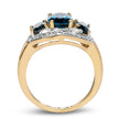 14K Yellow Gold Plated 2.77 Carat Genuine London Blue Topaz and White Topaz .925 Sterling Silver Ring