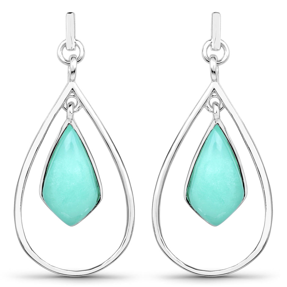 8.80 Carat Genuine Crysopharse .925 Sterling Silver Earrings