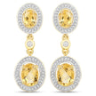18K Yellow Gold Plated 5.70 Carat Genuine Citrine and White Topaz .925 Sterling Silver Earrings