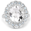 5.90 Carat Genuine Crystal Quartz and Swiss Blue Topaz .925 Sterling Silver Ring