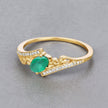 0.51 Carat Genuine Zambian Emerald and White Diamond 14K Yellow Gold Ring