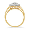 10K Yellow Gold 1/2 Cttw Round & Baguette Cut Diamond Pear Shaped Domed PavÃ© Cluster with Halo Cocktail Ring (J-K Color, I1-I2 Clarity) - Size 4-1/4