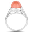 6.00 Carat Genuine Peach Moonstone .925 Sterling Silver Ring