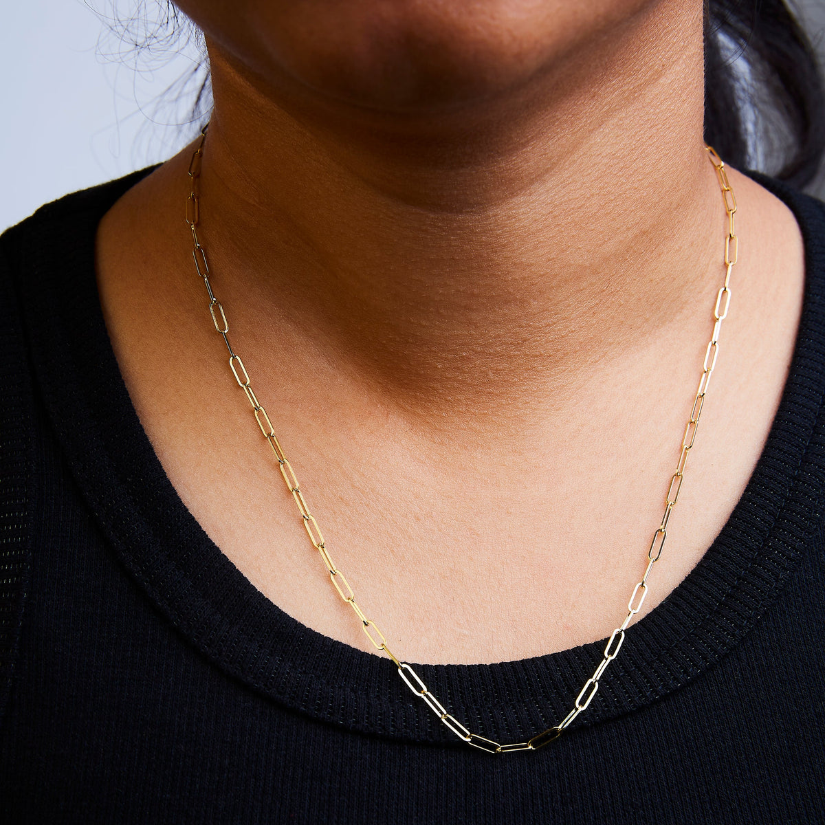 Solid 14K Yellow Gold 2.5mm Paperclip Chain Necklace Unisex 18