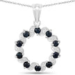 1.30 Carat Genuine Blue Sapphire and White Topaz .925 Sterling Silver Pendant